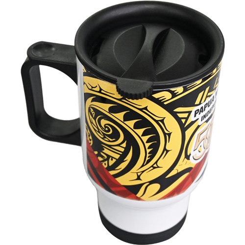  Coffee Cup Aluminium with Lid 50th PNG Independence Day 380mL_4 - Theodist