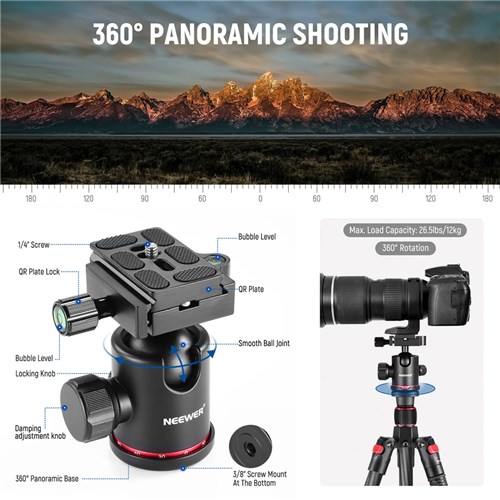 Neewer N55C Carbon Fiber Camera Tripod/Monopad with Ball Head_2 - Theodist