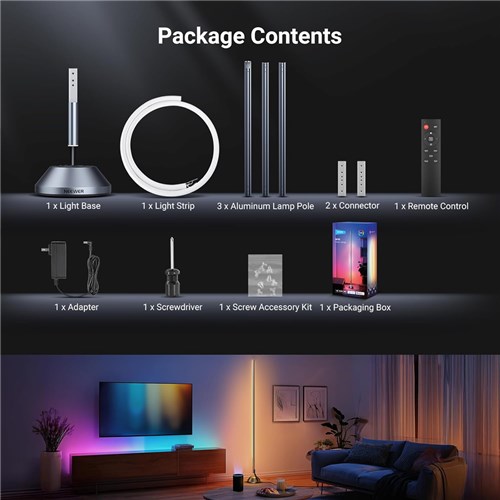 Neewer NF01 Floor Lamp RGBIC LED Corner Lamp Works with Alexa 1500 Lume (AU) 10107678_7 - Theodist