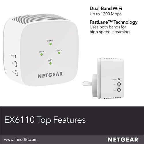 Neatgear AC1200 Dual Band WiFi Range Extender Wall Plug EX6110-100AUS_2 - Theodist