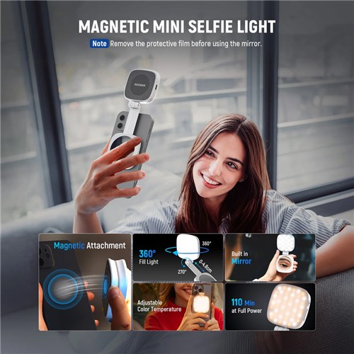 Neewer Basics NL48B Magnetic Selfie Light, Black_1 - Theodist