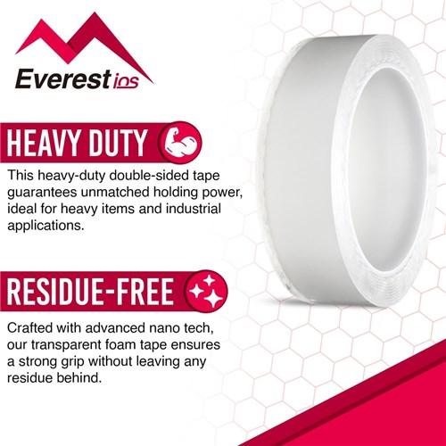 Everest ios NT303M Nano Tech Double sided Tape Heavy Duty, 4lbs/inch 0.08"x1.18"x9.85ft_1 - Theodist