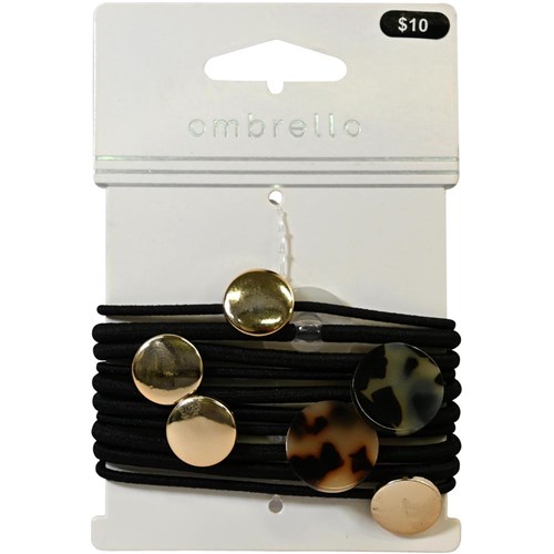 Ombrello OMB2101145 Hair Ties Button 10 / Pack W/ Asstd Buttons Black - Theodist