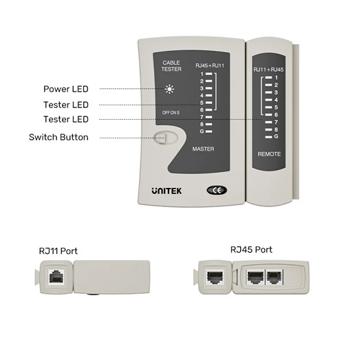 Unitek OT140AGY01 Cable Tester for RJ45 RJ11 Ethernet Cable Network LAN_6 - Theodist