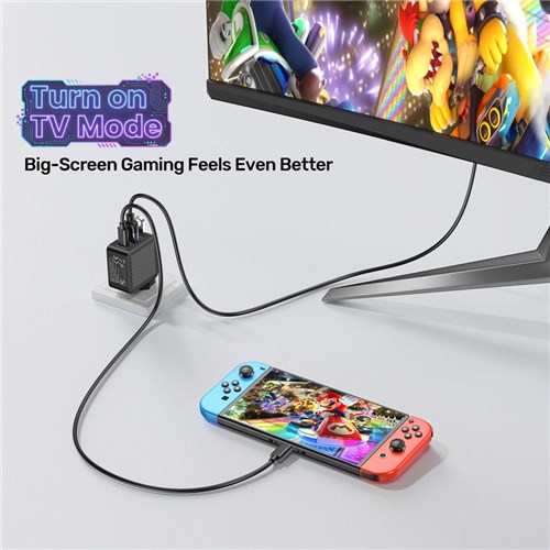Unitek P1242ABK01 Travel Tri Pro 65W 3-in-1 GaN Wall Charger USB-A, HDMI, USB-C, 4K@60Hz_5 - Theodist
