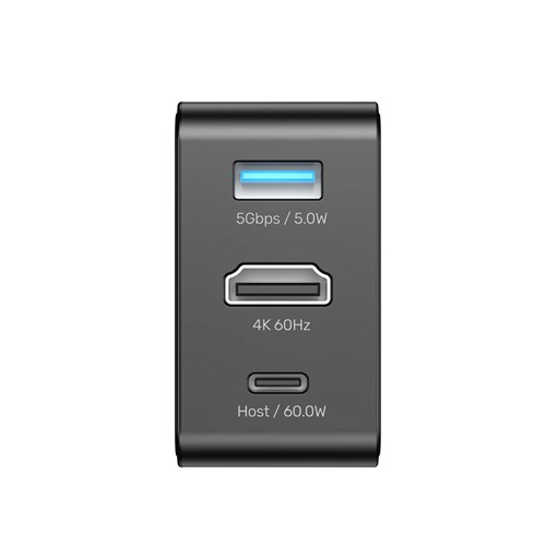 Unitek P1242ABK01 Travel Tri Pro 65W 3-in-1 GaN Wall Charger USB-A, HDMI, USB-C, 4K@60Hz_7 - Theodist