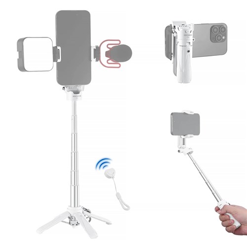 Neewer P15 with Bluetooth Remote Shutter Selfie Stick Tripod Black / White_1 - Theodist