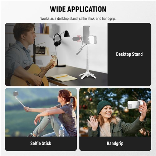 Neewer P15 with Bluetooth Remote Shutter Selfie Stick Tripod Black / White_3 - Theodist