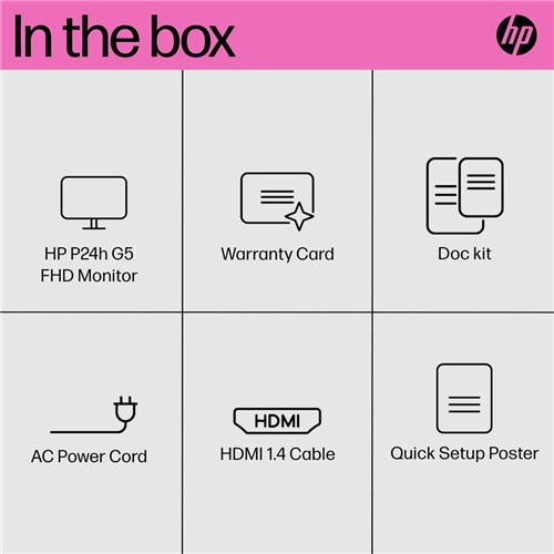 Hp P24h G5 23.8IN FHD 16:9 Monitor Tilt Display VGA+HDMI 64W34AA_3 - Theodist