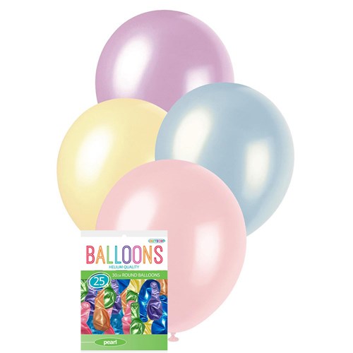 Meteor 30cm Round balloons Helium Quality Pearl Assorted Colours 25-Pack - Theodist