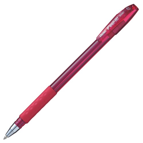 Pentel BX487 Feel-it! Capped Ballpoint Pen 0.7mm Red - Theodist