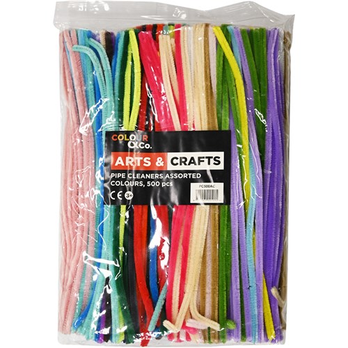 Colour & Co. PC500AC Pip Cleaners Assorted Colours, 500 Pack - Theodist