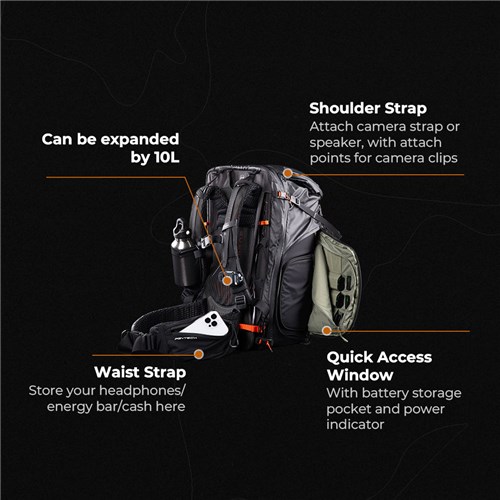 PGYTECH OnePro Flex 40L Camera Backpack Includes Camera Insert, Space Black_7 - Theodist