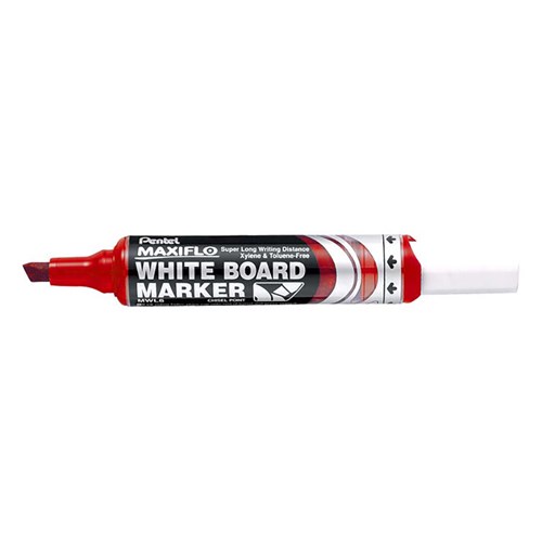 Pentel MWL6 Maxiflow Whiteboard Marker Chisel Tip_Red - Theodist