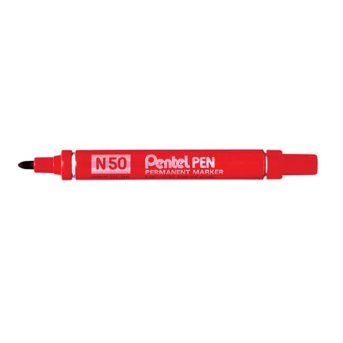 Pentel N50 Permanent Markers Bullet Point_RED - Theodist