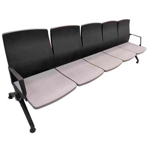 Public Seater PL5000 5-Seat PU Seat Pan + 2 Armrests Chair _GRY - Theodist