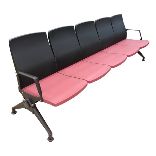 Public Seater PL5000 5-Seat PU Seat Pan + 2 Armrests Chair _RED - Theodist