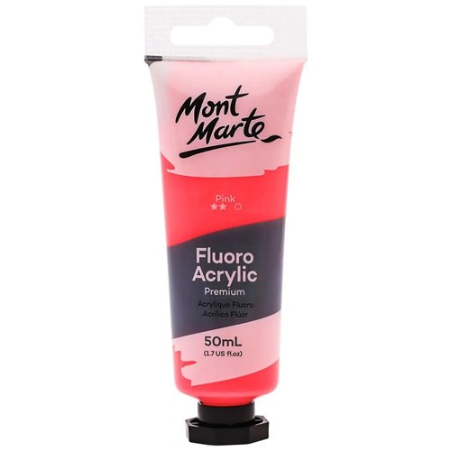 Mont Marte Fluoro Acrylic Paint Premium 50mL_PNK - Theodist