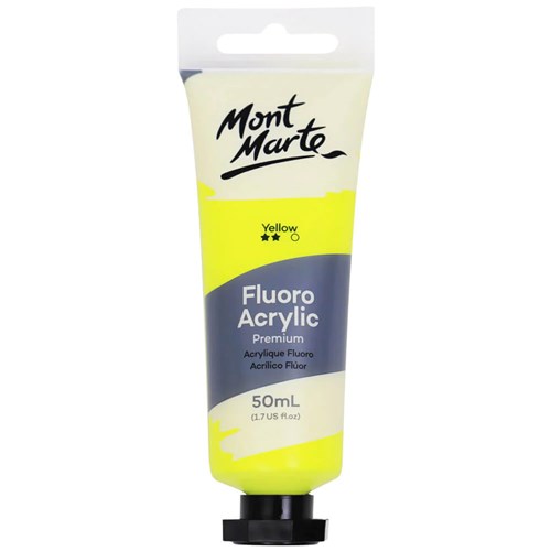 Mont Marte Fluoro Acrylic Paint Premium 50mL_YEL - Theodist