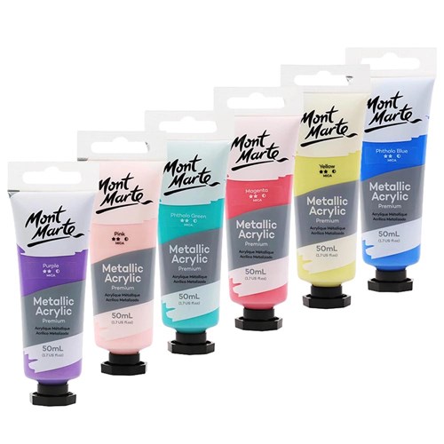 Monte Marte PMMT50 Paint Metallic Acrylic, Assorted Colors 50ml - Theodist