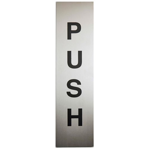 Sandleford POL212 "PUSH" Stainless Steel Sign 200x50mm - Theodist