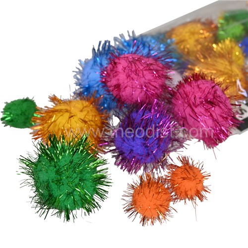Colour & Co. PP100GL Pom Poms Glitter, Assorted Colours & Sizes, 100 Pack_1 - Theodist