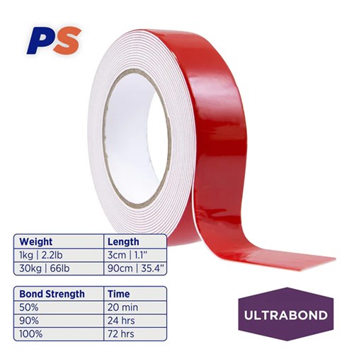 Permastik #119 Double Sided Commercial Tape, Ultra Bond, 5m Length, 1.5mm Thick, 32mm Wide, Holds up to 30kg_6 - Theodist