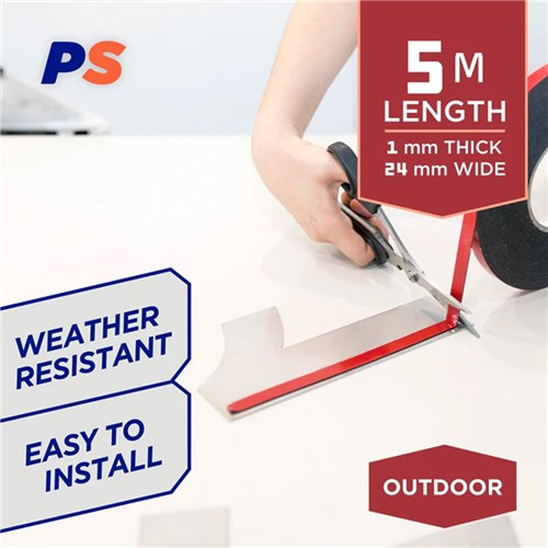 Permastik #123 Double Sided PE Foam Tape, Black Outdoor, 5m Length, 1mm Thick, 24mm Wide, Holds up to 15kg_2 - Theodist