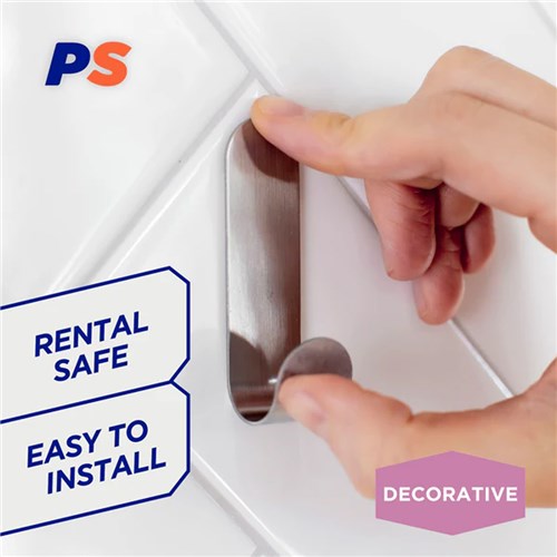 Permastik #136 Medium Steel Metal Hooks, 3 Hooks, 3 Strips, Holds 1kg Strong, Cleanest Duo Pull Removal_2 - Theodist