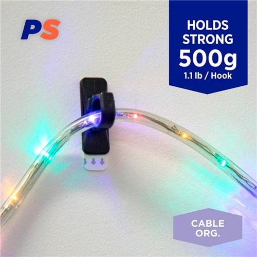 Permastik #178 Large Black Cable Clips, 5 Clips, 5 Strips, Holds 500g Strong_1 - Theodist