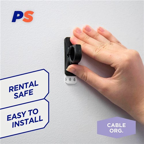 Permastik #178 Large Black Cable Clips, 5 Clips, 5 Strips, Holds 500g Strong_2 - Theodist