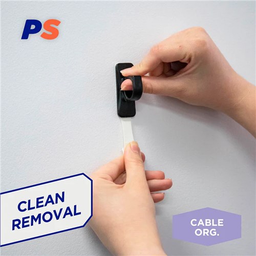 Permastik #178 Large Black Cable Clips, 5 Clips, 5 Strips, Holds 500g Strong_3 - Theodist