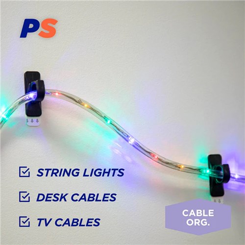 Permastik #178 Large Black Cable Clips, 5 Clips, 5 Strips, Holds 500g Strong_7 - Theodist