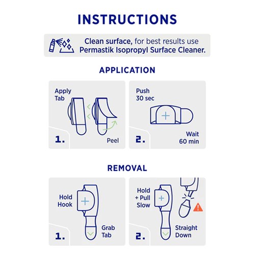 Permastik #20 Large Clear Cord Clips, 6 Hooks, 6 Strips, Holds 500g Strong_5 - Theodist