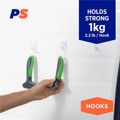 Permastik #845 Medium Utility Hooks, 6 Hooks, 6 Strips, Holds 1kg Strong_1 - Theodist