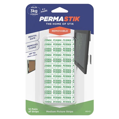 Permastik #849 Medium Picture Strips, Holds 3kg Strong - Theodist