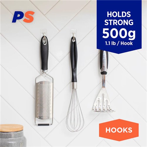 Permastik #858 Small Clear Kitchen Hooks, 9 Hooks, 9 Strips, Holds 500g Strong_1 - Theodist
