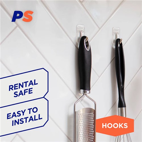 Permastik #858 Small Clear Kitchen Hooks, 9 Hooks, 9 Strips, Holds 500g Strong_2 - Theodist