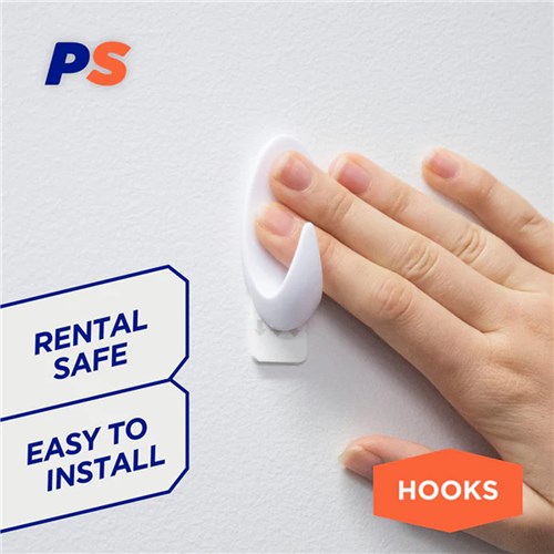 Permastik #877 Medium White Vogue Hooks, 6 Hooks, Holds 1kg Strong_2 - Theodist