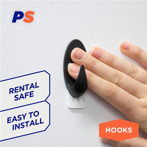 Permastik #878 Medium Black Vogue Hooks, 6 Hooks, Holds 1kg Strong_2 -  Theodist