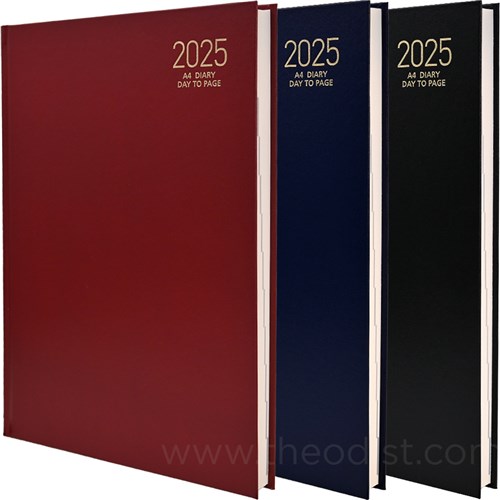 Regent REG141 2023 A4 Diary Black, Navy, Red Day to Page - Theodist