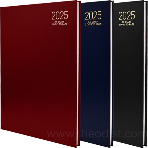 Regent REG241 2024 A4 Diary Black, Navy, Red 2 Days to Page - Theodist