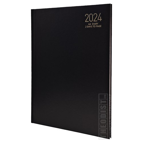 Regent REG241 2024 A4 Diary Black, Navy, Red 2 Days to Page_BLK - Theodist