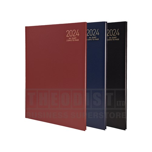 Regent REG281 2024 A5 Diary Black, Navy, Red 2 Days to Page - Theodist