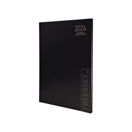 Regent REG281 2024 A5 Diary Black, Navy, Red 2 Days to Page_BLK - Theodist