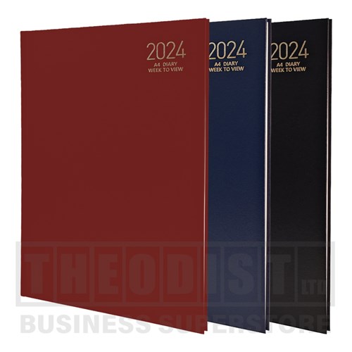 Regent REG341 2024 A4 Diary Black, Navy, Red Week to View - Theodist