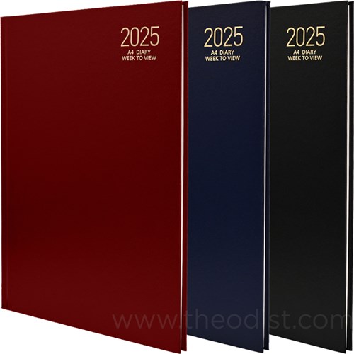 Regent REG341 2024 A4 Diary Black, Navy, Red Week to View - Theodist