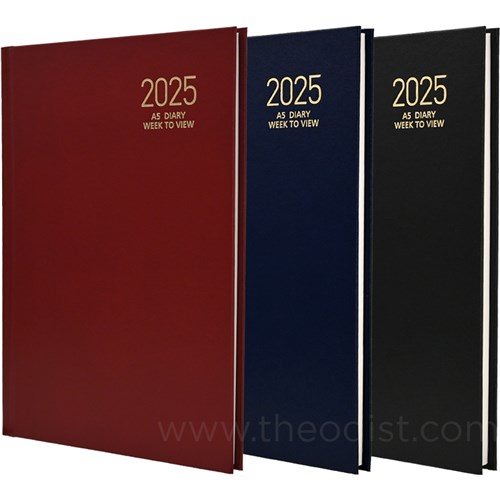 Regent REG381 2024 A5 Diary Black, Navy, Red Week to View - Theodist