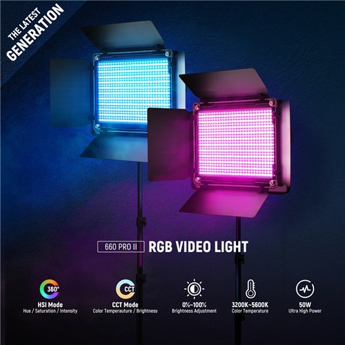 Neewer 2 Pack RGB660 Pro II LED Video Light, RGB App LED Light+2×200cm Light Stand+1×Bag (AU)_5 - Theodist