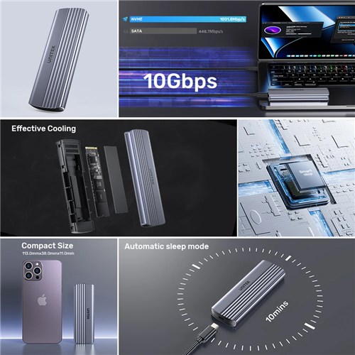 Unitek S1241B01 USB-C to NVMe M.2 SSD Enclosure 10Gbps, Support up to 8TB_3 - Theodist